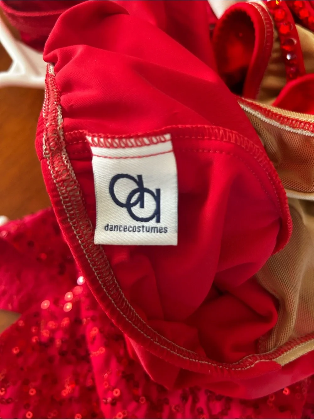 AA Dance Stoned Red Biketard with Mesh Cutout Sides. Size XS